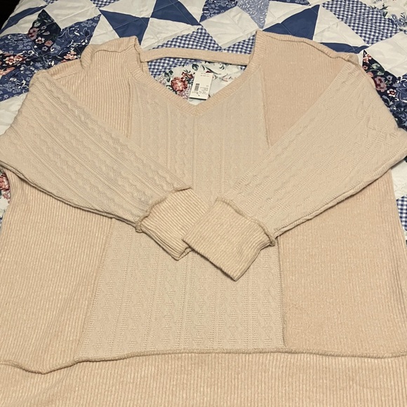 Maurices V-Neck Oatmeal Sweater - Picture 2 of 9